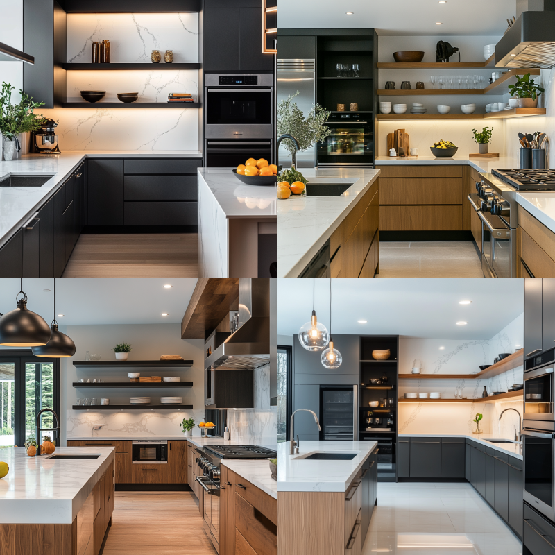 Modern kitchen remodel design featuring smart appliances and open-concept layout