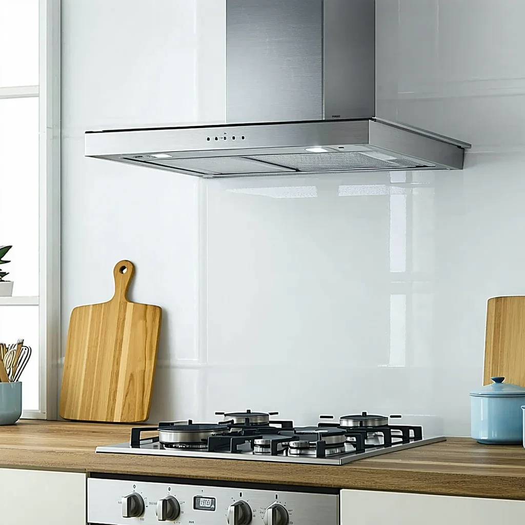 Modern kitchen with range hood ventilation system