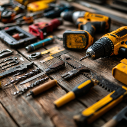 Remodeling tools displayed for efficient home renovation