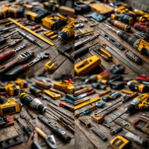 How to choose the right remodeling tools. Tools displayed on a table showing how to choose the right remodeling tools