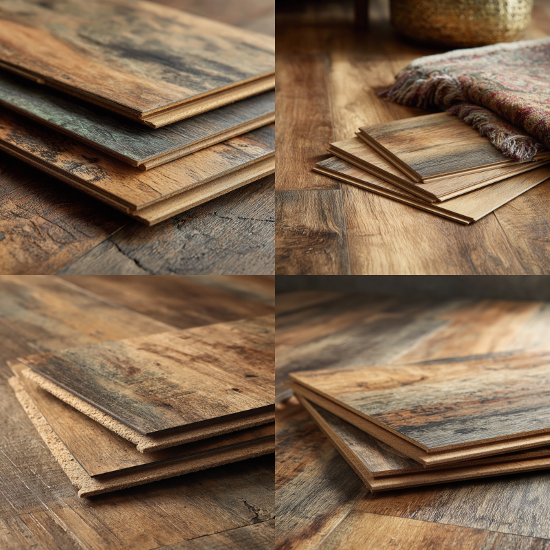 What is laminate flooring. Close-up of laminate flooring showing wear layer, design layer, and HDF core