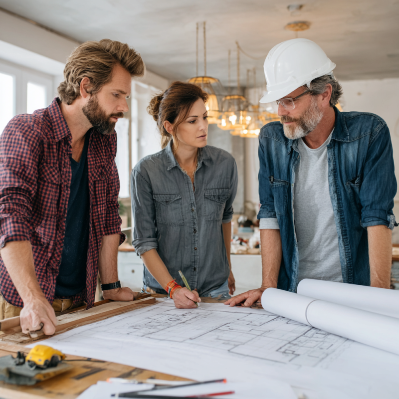 How much does a bedroom remodel cost. Homeowners reviewing plans and costs for a bedroom remodel