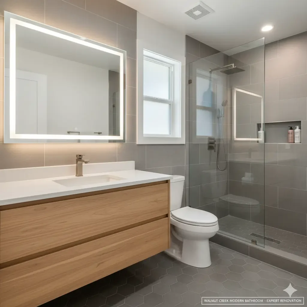 bathroom remodeling walnut creek with modern vanity and custom finishes
