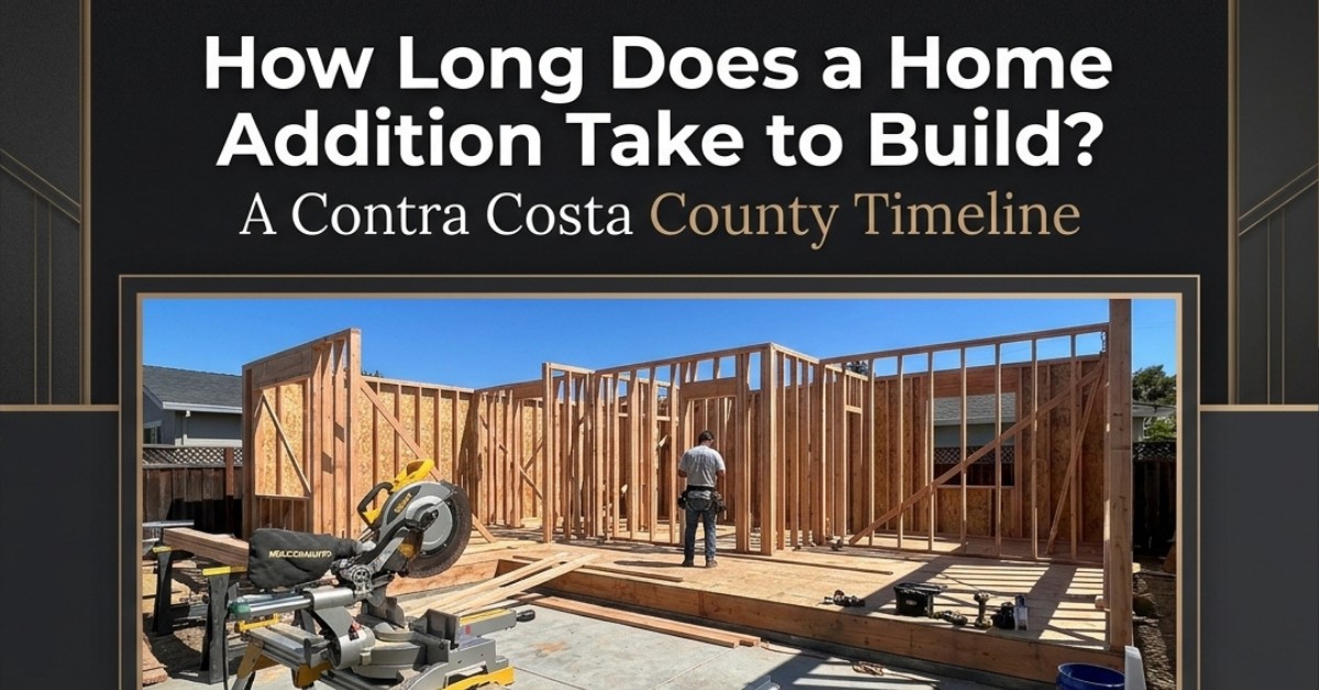 Home addition framing in progress in Contra Costa County, CA